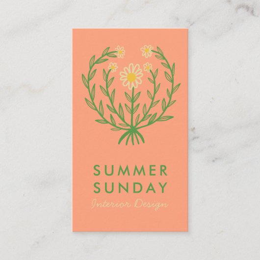 Moderne Daisy Flower Logo CUSTOM Bloemen Visitekaartje (Voorkant)
