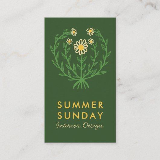 Moderne Daisy Flower Logo CUSTOM Bloemen Visitekaartje (Voorkant)