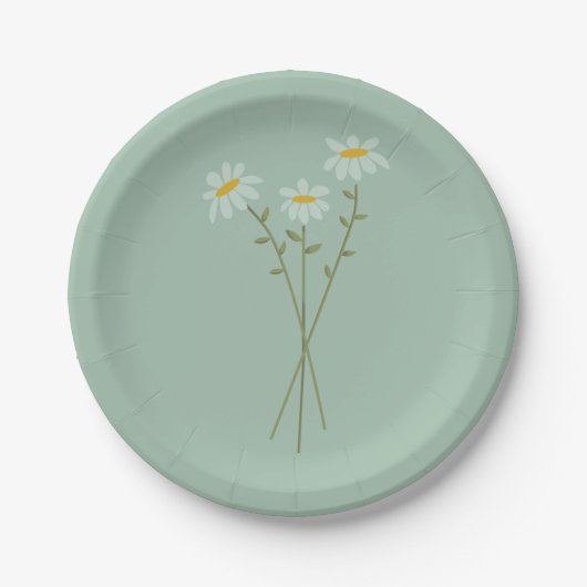 Moderne Daisy Groene Papieren Bord (Voorkant)