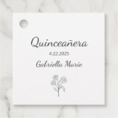Moderne Daisy Quinceañera Elegante Grijze Typograf Bedankjes Labels (Voorkant)