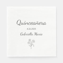 Moderne Daisy Quinceañera Elegante Grijze Typograf Servet
