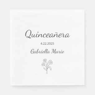 Moderne Daisy Quinceañera Elegante Grijze Typograf Servet