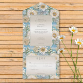 Moderne Daisy Satijn & Parels Relief Geen Diner All In One Uitnodiging