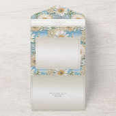 Moderne Daisy Satijn & Parels Relief QR Code All In One Uitnodiging (Buitenkant)