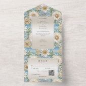 Moderne Daisy Satijn & Parels Relief QR Code All In One Uitnodiging (Binnen)