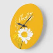 Moderne Daisy Wildflower Custom Monogram Grote Klok (Hoek)