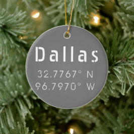 Moderne Dallas Latitude en Lengtegraad Keramisch Ornament