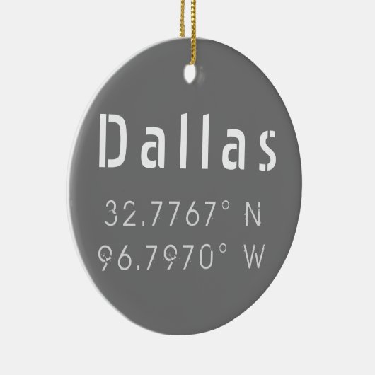 Moderne Dallas Latitude en Lengtegraad Keramisch Ornament (Rechts)