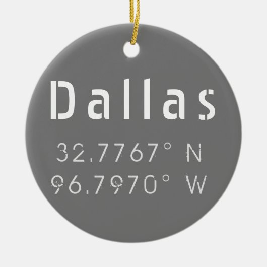Moderne Dallas Latitude en Lengtegraad Keramisch Ornament (Voorkant)