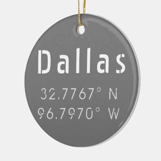 Moderne Dallas Latitude en Lengtegraad Keramisch Ornament (Links)
