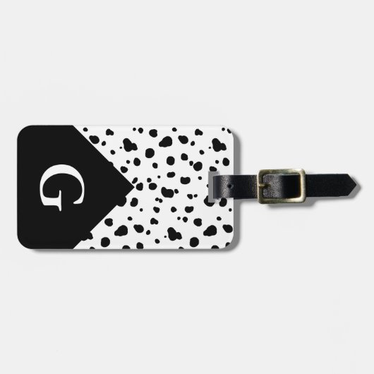 Moderne Dalmatische print en Initiaal Letter Bagagelabel (Voorkant horizontaal)