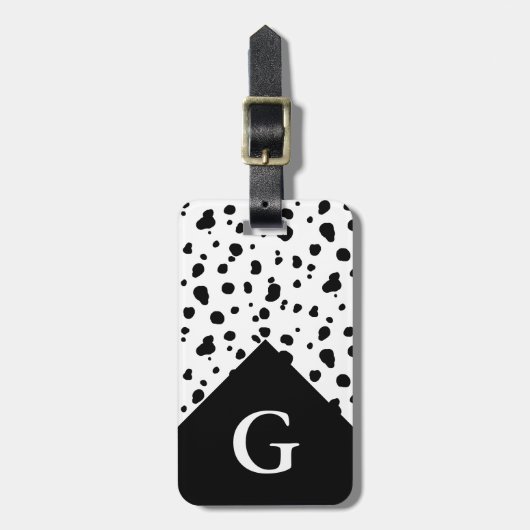 Moderne Dalmatische print en Initiaal Letter Bagagelabel (Voorkant verticaal)