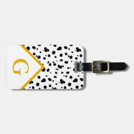 Moderne Dalmatische Print & Gouden Initiaal Letter Bagagelabel