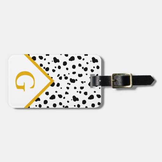 Moderne Dalmatische Print & Gouden Initiaal Letter Bagagelabel (Voorkant horizontaal)
