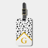 Moderne Dalmatische Print & Gouden Initiaal Letter Bagagelabel (Voorkant verticaal)