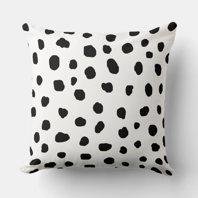 Moderne Dalmatische Zwarte Vlek stippen Dierenprin Kussen (Voorkant)