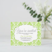 Moderne Damask Green Party Kaart (Staand voorkant)