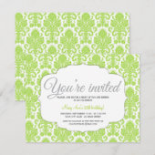 Moderne Damask Green Party Kaart (Voorkant / Achterkant)