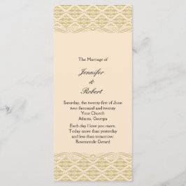 Moderne Damast in Ivoor Gold Wedding Program Programmakaart