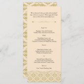 Moderne Damast in Ivoor Goud Bruiloft Menu (Voorkant / Achterkant)