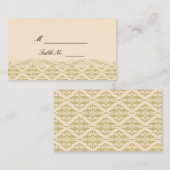 Moderne Damast in Ivoor Goud Trouwplaats Kaarten Plaatskaartje (Voorkant / Achterkant)