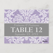 Moderne Damast Patroon Bruiloft Tafel Nummers Briefkaart (Achterkant)