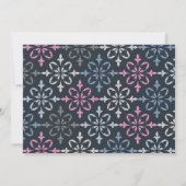 Moderne Damast Roze en Navy Gepersonaliseerd Notitiekaartje (Achterkant)