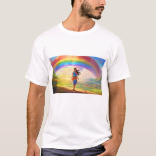 Moderne dame achter de regenboog T-shirt