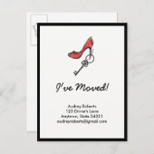 Moderne dames adreswijziging sleutel & hoge hak aankondigingskaart (Voorkant / Achterkant)