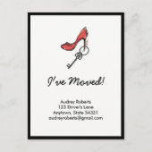 Moderne dames adreswijziging sleutel & hoge hak aankondigingskaart (Voorkant)