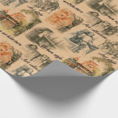 Moderne dames en huizen cadeaupapier (Hoek)