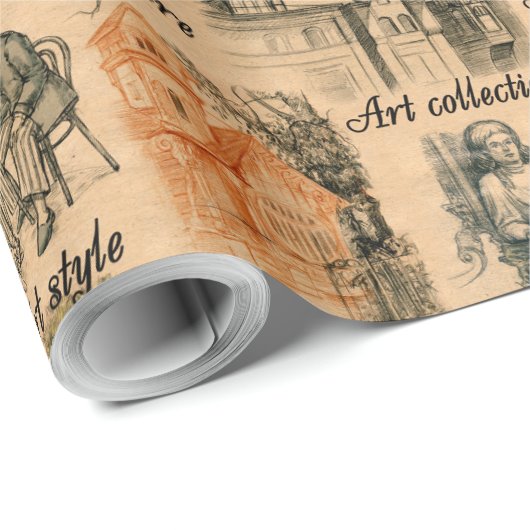 Moderne dames en huizen cadeaupapier (Rol Hoek)