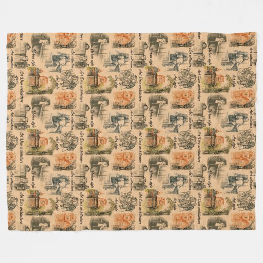 Moderne dames en huizen fleece deken (Voorkant (Horizontaal))