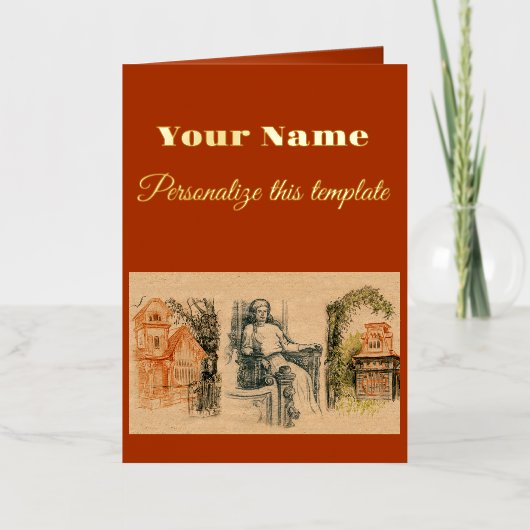 Moderne dames en huizen folie wenskaart (Voorkant)