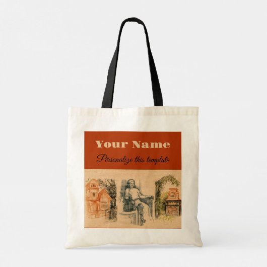 Moderne dames en huizen tote bag (Achterkant)
