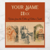 Moderne dames en huizen wijn etiket (Enkel label)