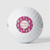 Moderne dames Hot Pink op maat Golfballen (Voorkant)