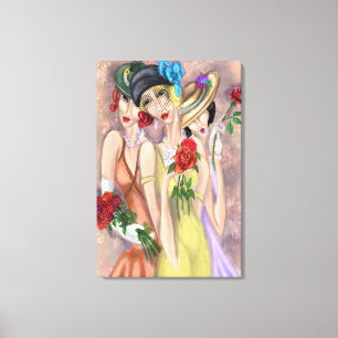 Moderne dames met Rozen Canvas Print