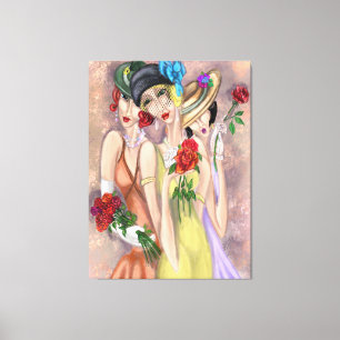 Moderne dames met Rozen Canvas Print