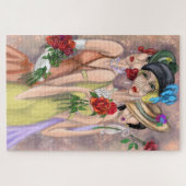 Moderne dames met Rozen Puzzle -  stijl Legpuzzel (Horizontaal)
