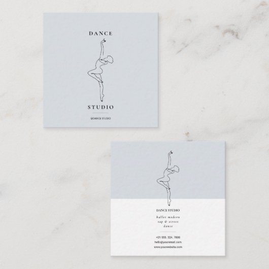 Moderne Dance Studio Illustratie Vierkante Visitekaartje (Voorkant / Achterkant)