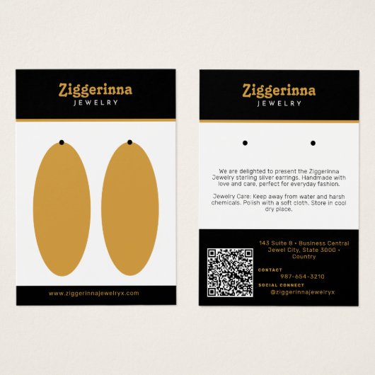 Moderne Dangle Oorbellen Sieraden Display Kaart (Voorkant /achterkant)