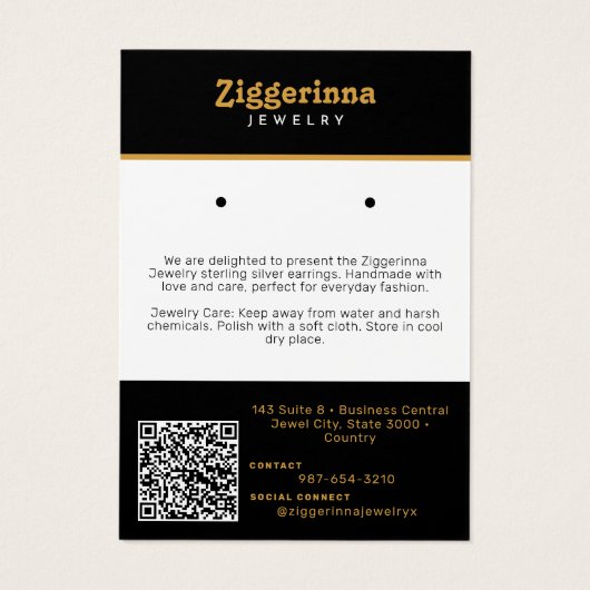 Moderne Dangle Oorbellen Sieraden Display Kaart (Achterkant)