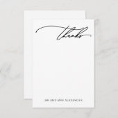 Moderne Dank Elegant Zwart en Wit Bedankkaart (Voorkant / Achterkant)