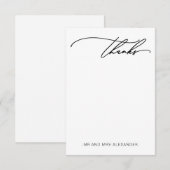 Moderne Dank Elegante Zwart-Wit Bedankkaart (Voorkant / Achterkant)