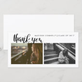 Moderne dank je handgeschreven Afstuderen foto Bedankkaart (Voorkant / Achterkant)