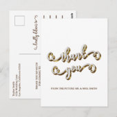 Moderne Dank Je in Gouden Typografie Briefkaart (Voorkant / Achterkant)