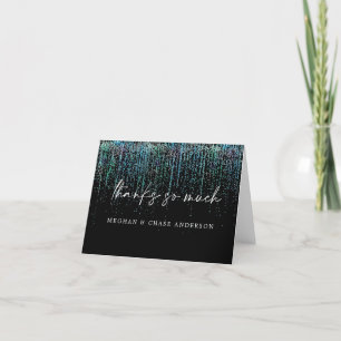 Moderne Dank Je Wel Edgy Turquoise Glitter Bedankkaart