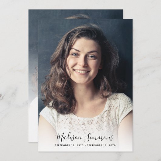 Moderne dank u begrafenisfoto Sympathie Verdriet Bedankkaart (Voorkant / Achterkant)