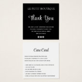 Moderne Dank u Black White Clothing Care Kaart (Voorkant /achterkant)